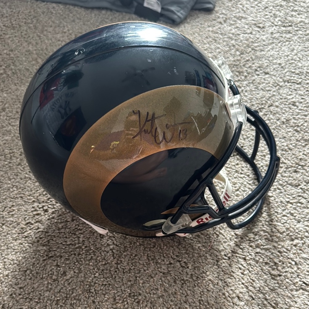 Kurt Warner signed Rams Helmet with COA